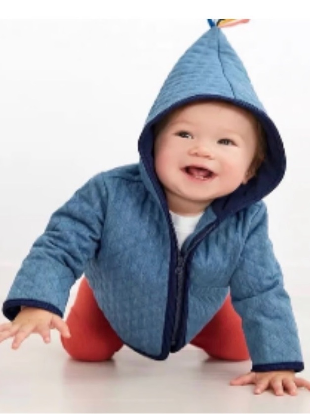 Hanna Andersson Kid’s Cotton Quilted Chambray Hoodie Size 12-18 Months